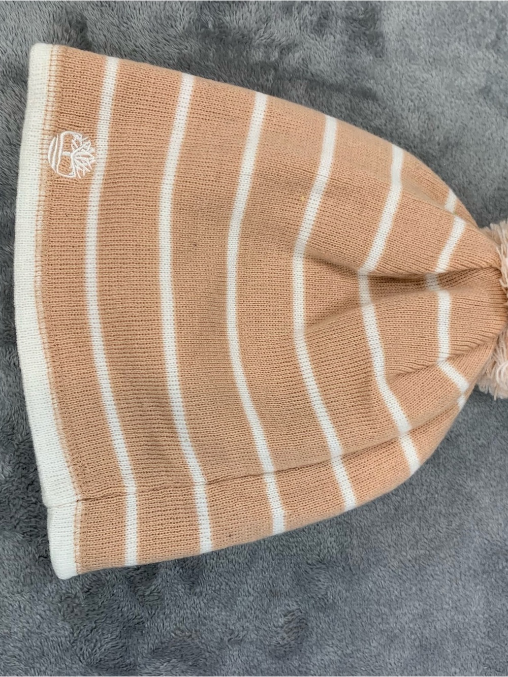 Timberland Striped Pom Beanie for women’s - Tan & White one size